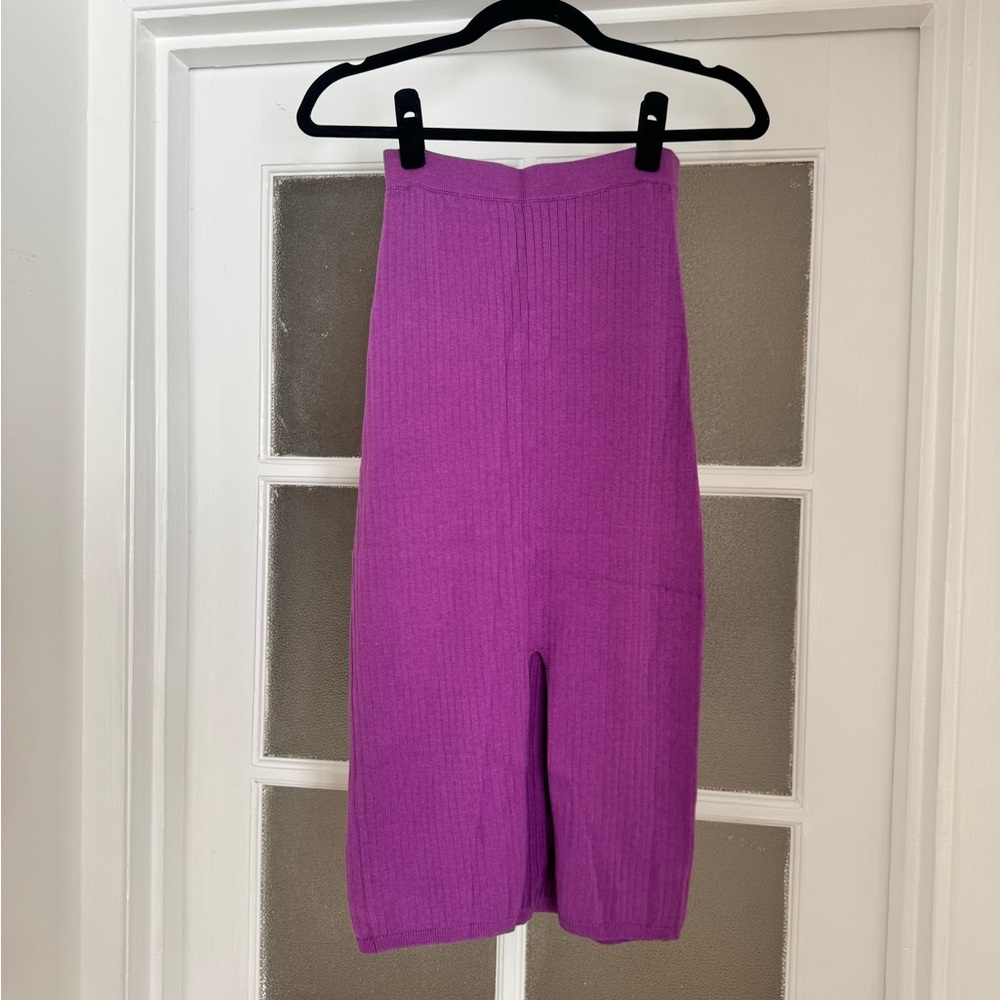 Free People Magenta Ribbed Midi Skirt